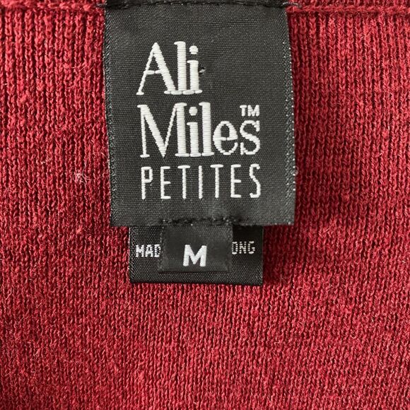 Ali Miles Nostalgia Vintage Fall Embroidered Cotton Burgundy Red Button Vest M - Picture 7 of 8